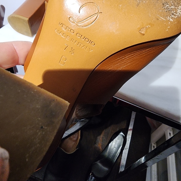 DELMAN Cognac Brown Glove Leather Shoe Bootie w/Open Toe & Heel Blk Ankl… - Picture 8 of 8